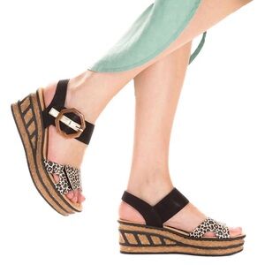 Rieker - Leopard, Black, Gold - Faux Leather Sandal